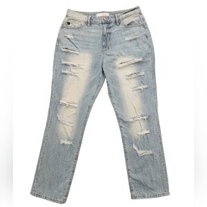 KanCan High Rise Distressed Boyfriend/Mom Jeans